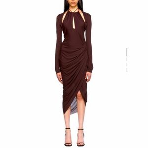 Helmut Lang Long Sleeve Halter Neck Midi Dress